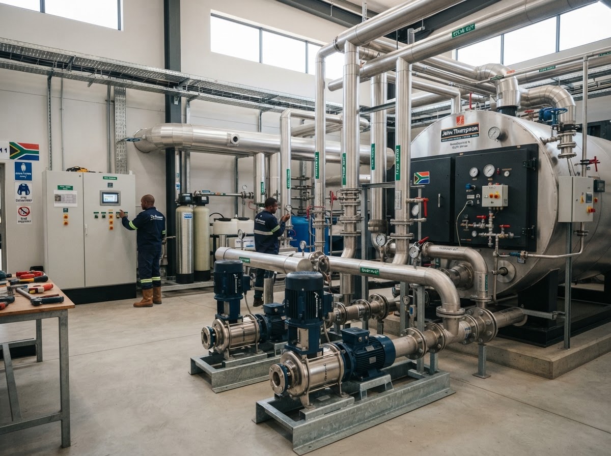 Industrial mechanical plant room with pipework